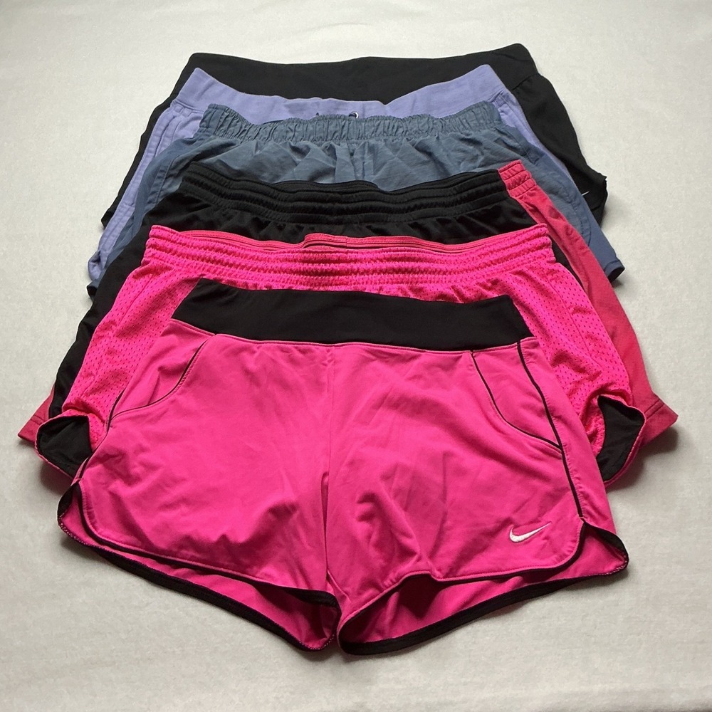 Nike Womens Activewear Shorts 6pc Bundle Large Dri-FIT Running Training Workout